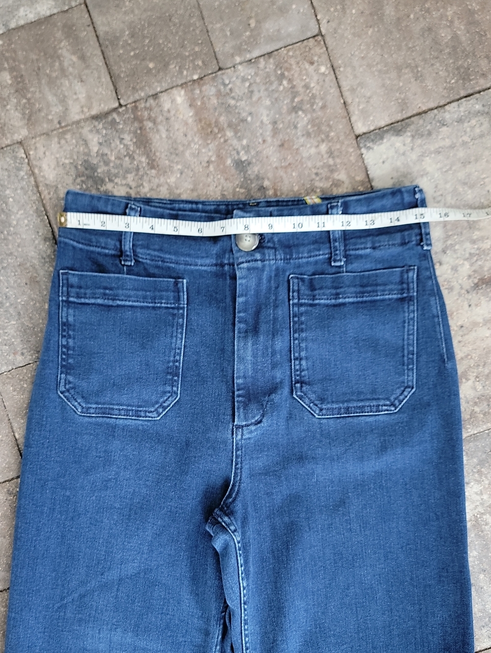 Maeve Collete High Rise Wide-Leg Cropped Jeans Dark Wash Sz 30 Has Stretch - Picture 6 of 14